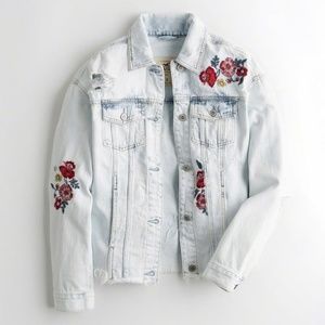 Embroidered Boyfriend Denim Jacket